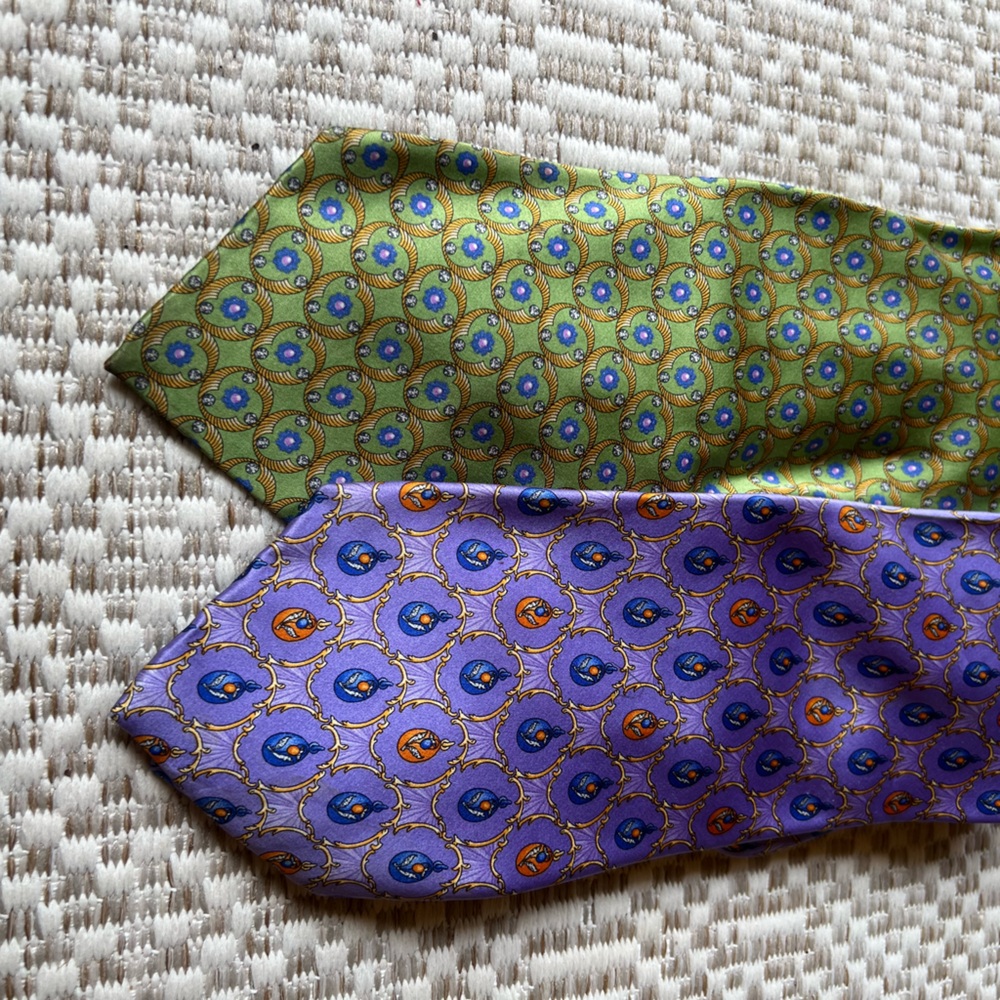 Faberge Green and Purple Patterned Ties
